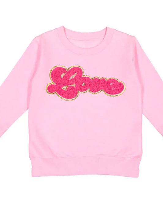 Sweet Wink Love Script Patch Valentine's Day Sweatshirt - Kids Crewneck