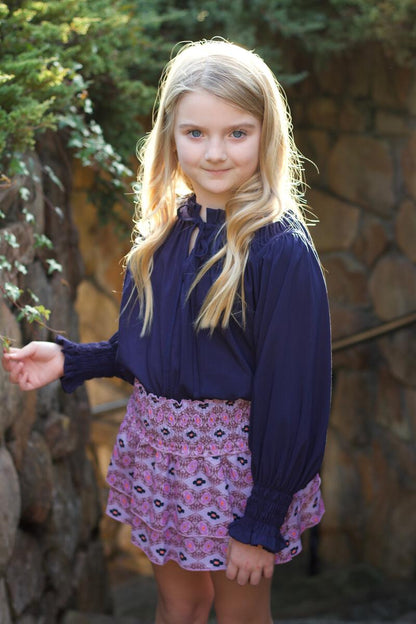 Pleat Collection Blair Blouse - Navy