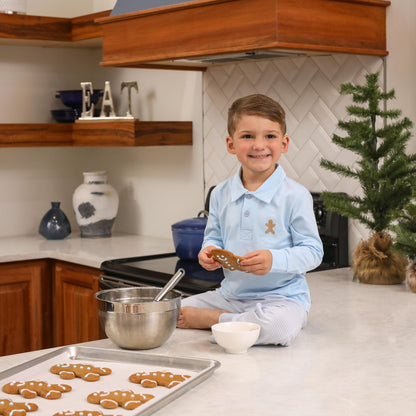 Trotter Street Kids Gingerbread Embroidery Polo
