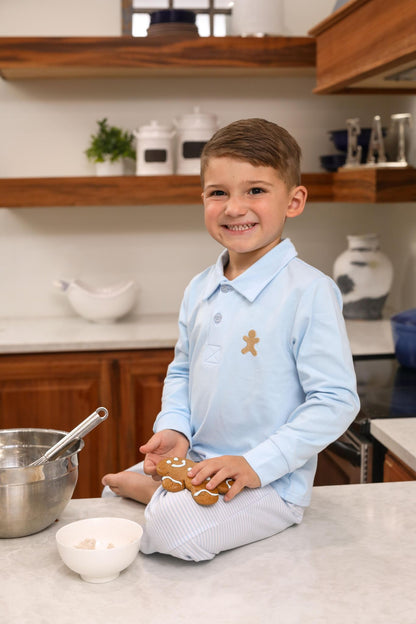 Trotter Street Kids Gingerbread Embroidery Polo
