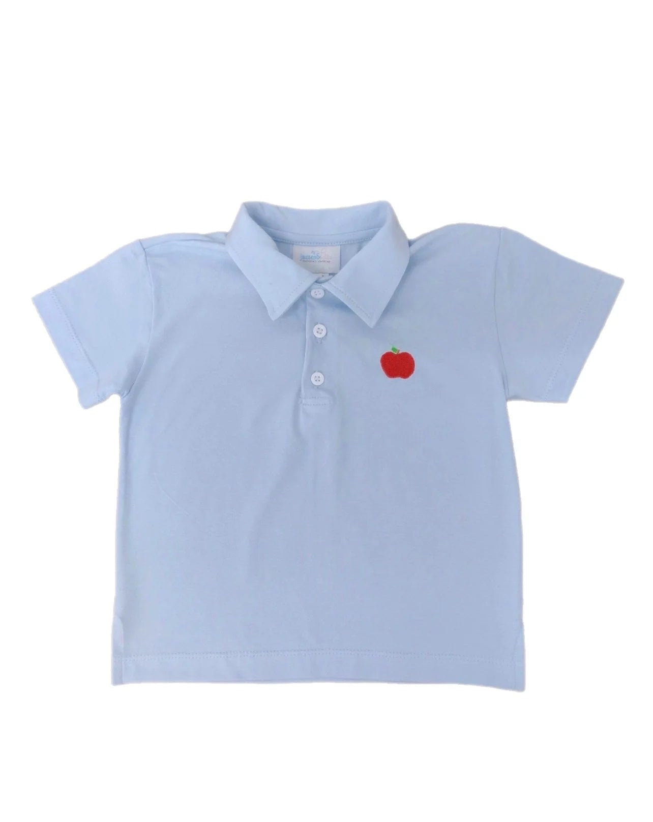 James and Lottie Blue Polo with Red Apple