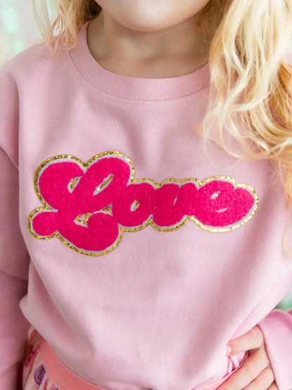 Sweet Wink Love Script Patch Valentine's Day Sweatshirt - Kids Crewneck